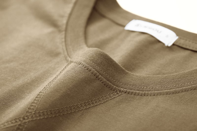 KLIEGOU Mens 100% Cotton Hipster Hip Hop Longline Crewneck T-Shirt (X-Large, 67 Khaki) - Image 3
